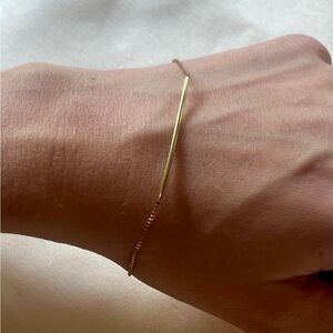 Dainty Bar Chain Bracelet, 14K Gold